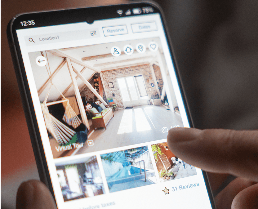 Smartphone displaying a vacation rental listing.